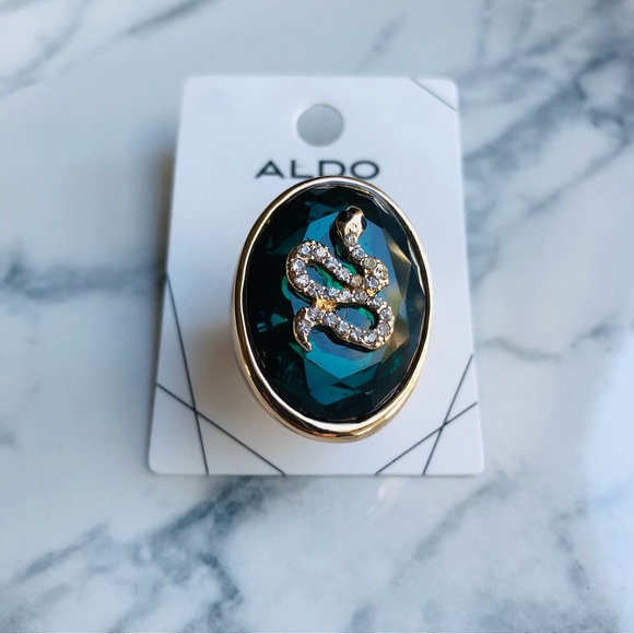 Aldo Faux Emerald Green Snake Ring Size M - Picture 5 of 16